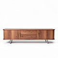 Wooden media console with three drawers and metal legs 150 x 45 x 50cm