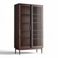 Wooden storage cabinet with slatted doors suitable for modern living spaces 180 x 90 x 40cm
