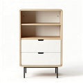 Modern wooden nightstand with two drawers and open storage shelf 40 x 30 x 80cm
