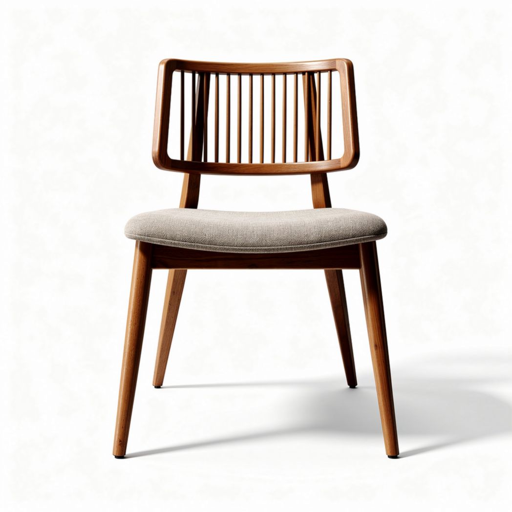 Wooden dining chair with upholstered seat and mid-century modern design 45 x 45 x 85cm