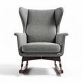 Rocking chair in grey fabric with wooden base and ergonomic design 80 x 80 x 100cm