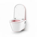Wall-mounted toilet in white and pink color with ergonomic design 70 x 40 x 45cm