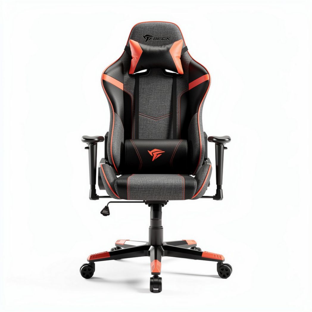 Gaming chair ergonomic design with breathable fabric red and black color 75 x 70 x 130cm