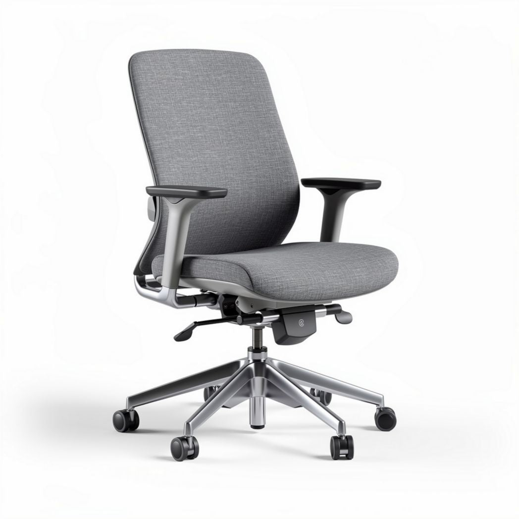Ergonomic office chair with adjustable arms gray fabric seat 60 x 60 x 100cm