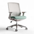 Ergonomic office chair with mesh back support and adjustable height in green
