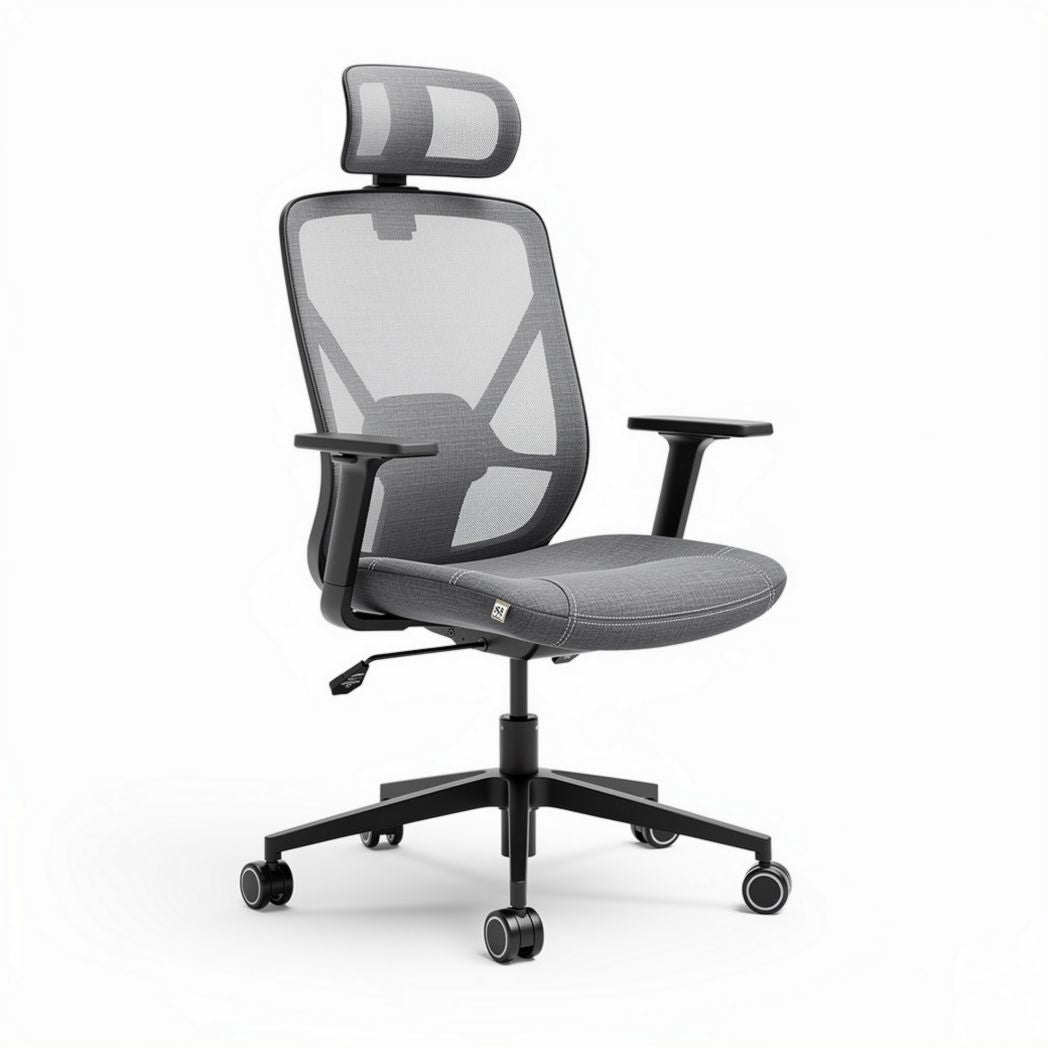Mesh ergonomic office chair with adjustable headrest and armrests