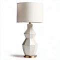 Ceramic table lamp with geometric design and white shade 30 x 30 x 60cm